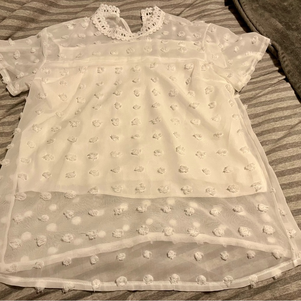 New - never worn women’s sheer top with built in tank underneath - lace details